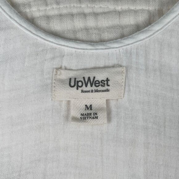 UpWest Plisse White Crochet Lace Detail Soft 100% Organic Cotton Maxi Dress M - Picture 15 of 16